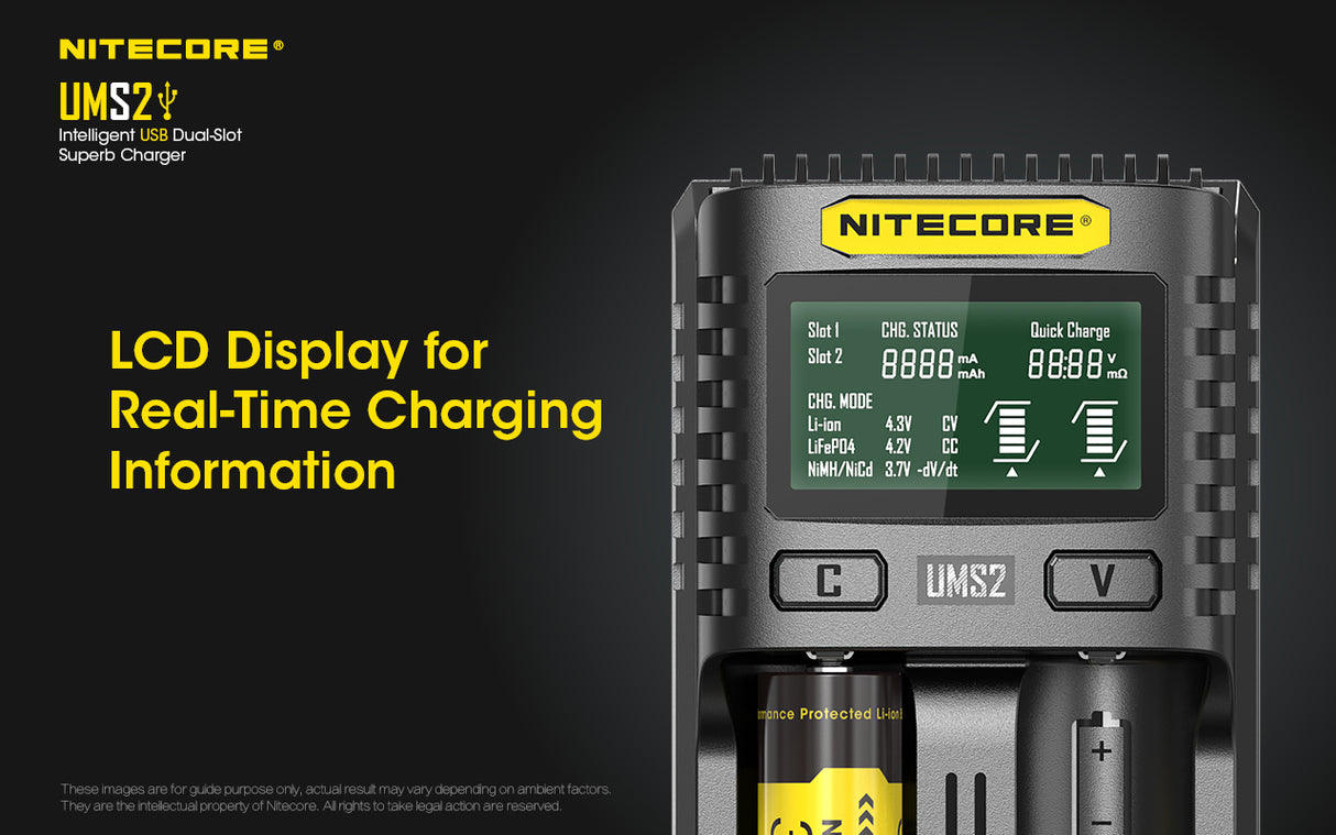 NITECORE UMS2 INTELLIGENT BATTERY CHARGER USB DUAL SLOT SUPERB CHARGER - UMS2