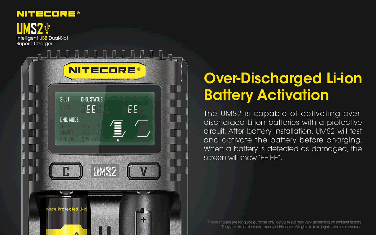 NITECORE UMS2 INTELLIGENT BATTERY CHARGER USB DUAL SLOT SUPERB CHARGER - UMS2