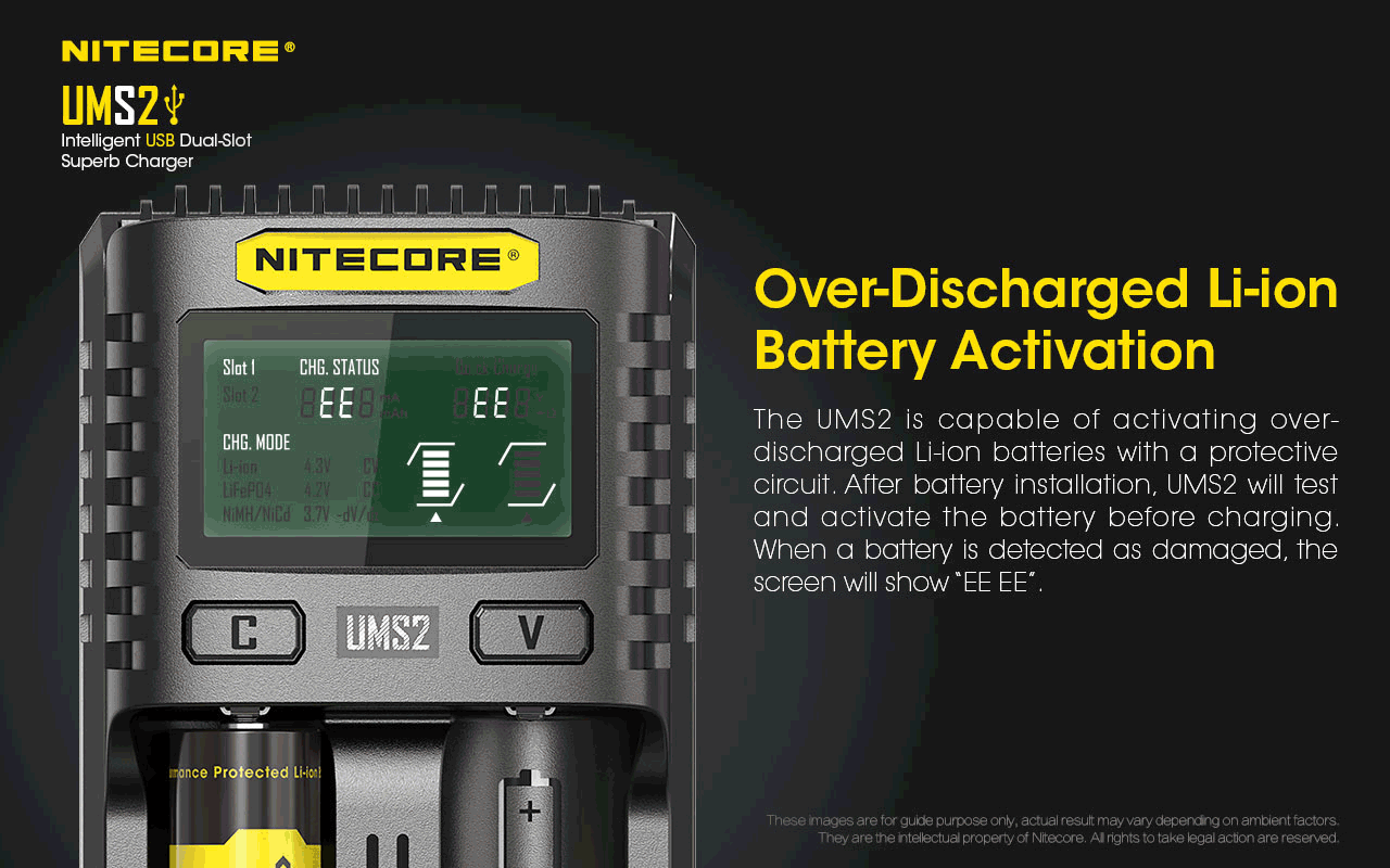 NITECORE UMS2 INTELLIGENT BATTERY CHARGER USB DUAL SLOT SUPERB CHARGER - UMS2