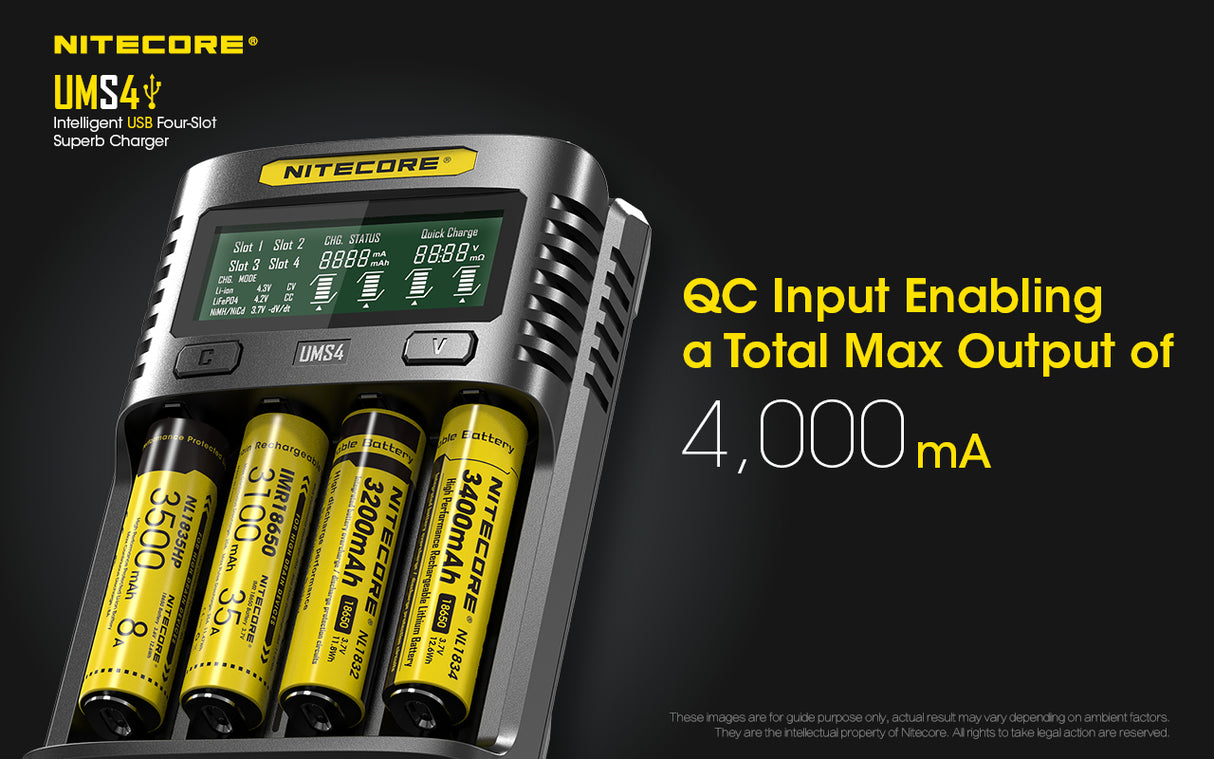 NITECORE INTELLIGENT BATTERY CHARGER USB FOUR SLOT SUPERB CHARGER - UMS4
