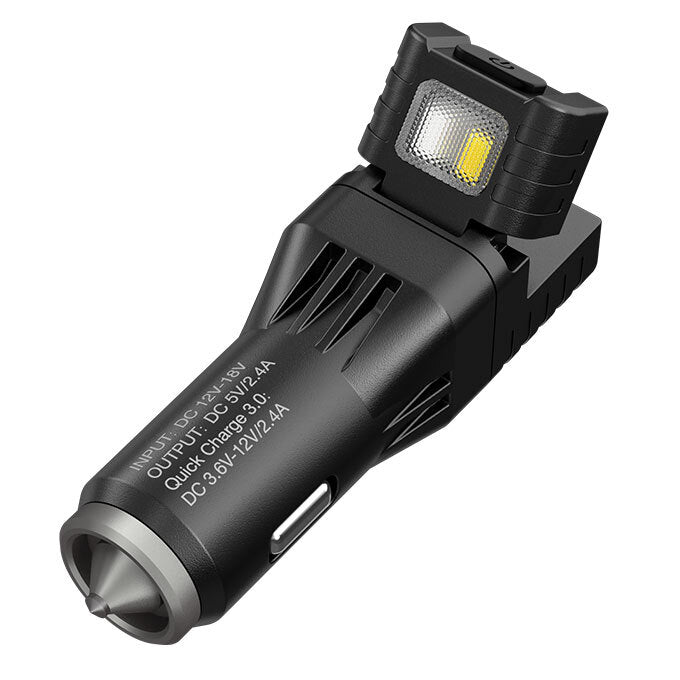NITECORE QUICK CHARGE 3.0 USB CAR CHARGER WITH WHITE/RED FLASHLIGHT - VCL10