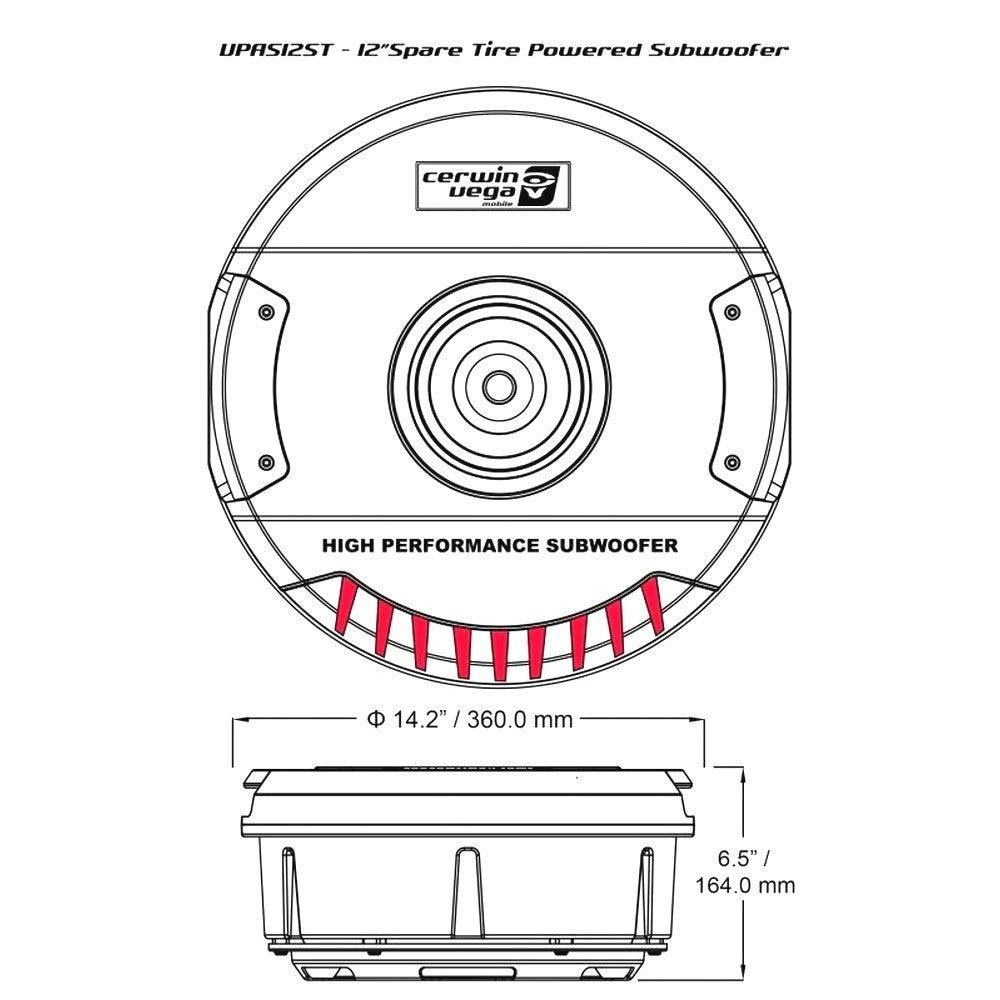 CERWIN VEGA 12" ACTIVE SPARE TYRE WHEEL SUBWOOFER 600 WATT MAX - VPAS12ST