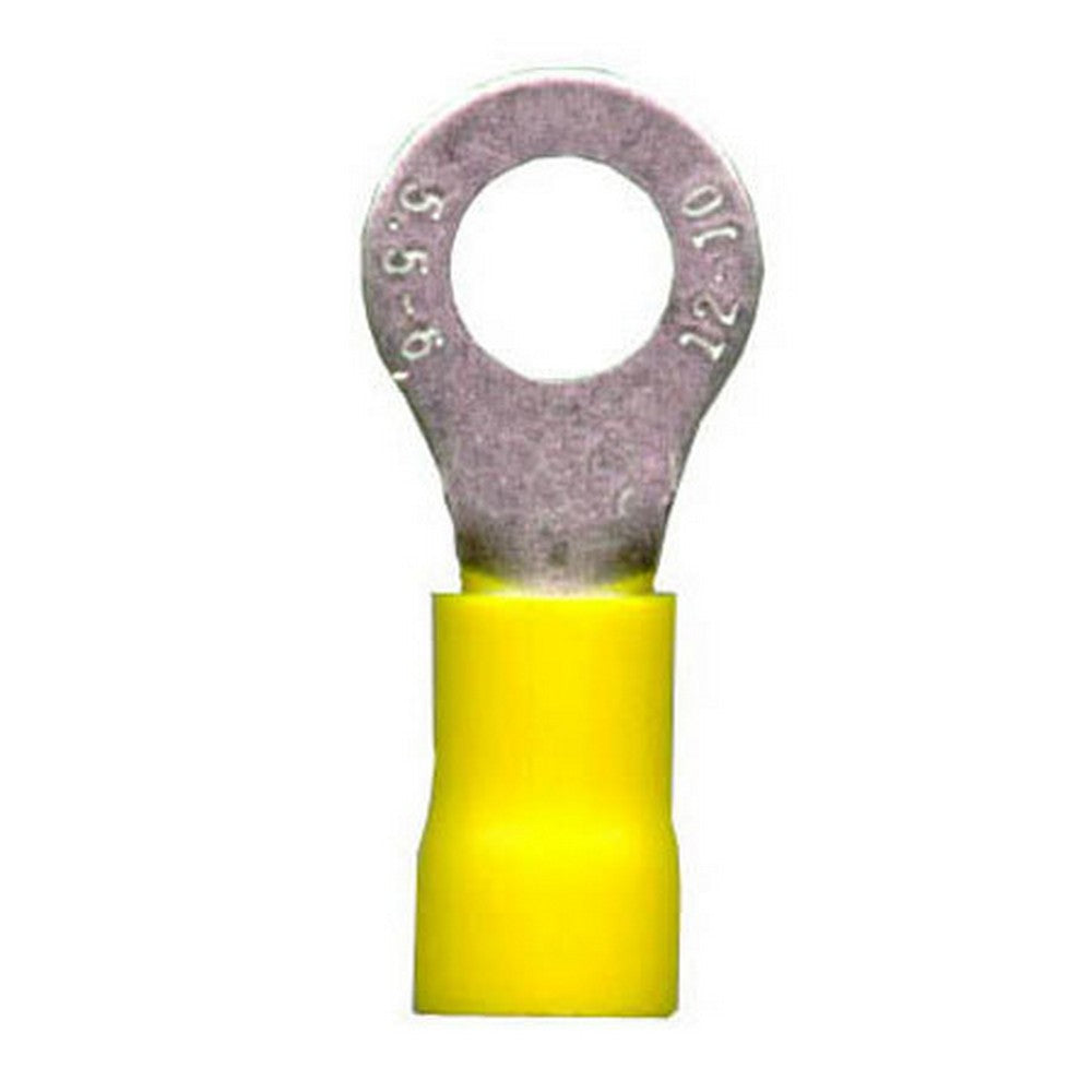 YELLOW RING CRIMP TERMINALS 6.4MM - PACK OF 100 - WCI140