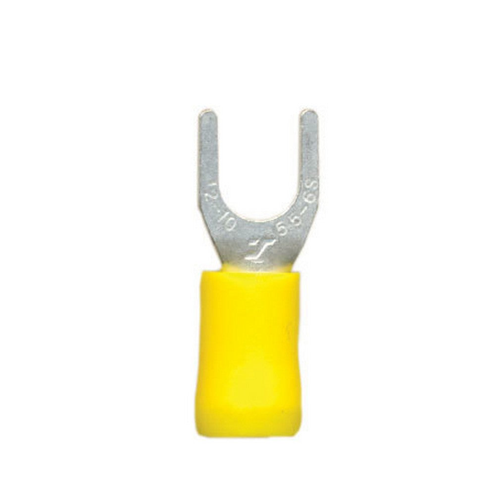 YELLOW FORK CRIMP TERMINALS 6.4MM - PACK OF 100 - WCI147