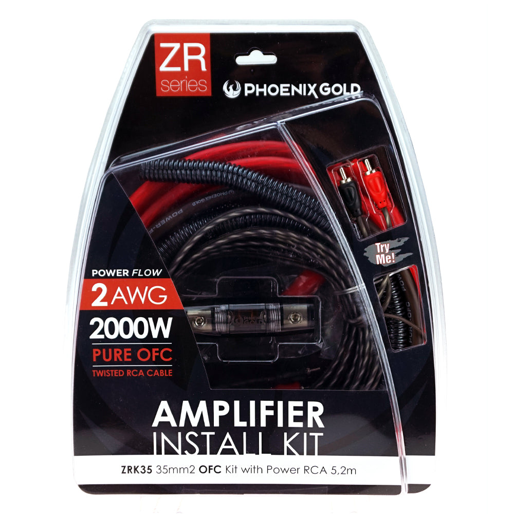 PHOENIX GOLD AMPLIFIER KIT 2GA/35MM OFC 2000W WITH POWER RCA 5.2M - ZRK35