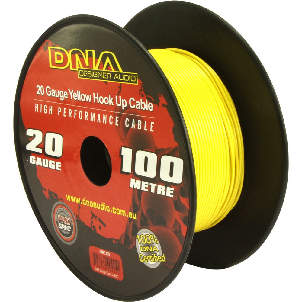 DNA CABLE 20 GAUGE YELLOW HOOK UP CABLE 100MTR - AWP1420