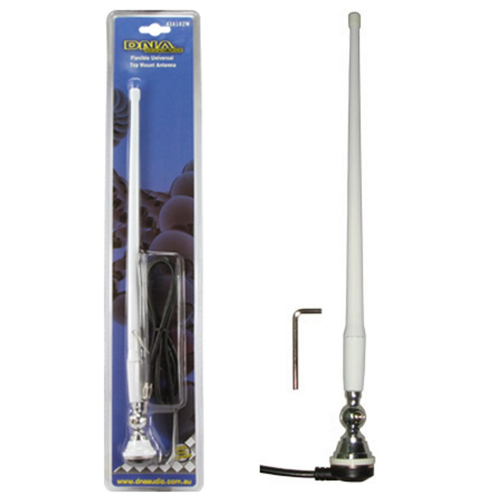 AERIAL UNIVERSAL 360MM AM/FM WHITE FLEXIABLE WHIP - AXA102W
