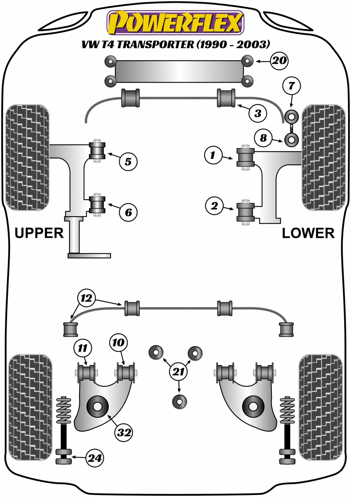 Volkswagen Transporter Rear Spring Pad 8mm Set of 4